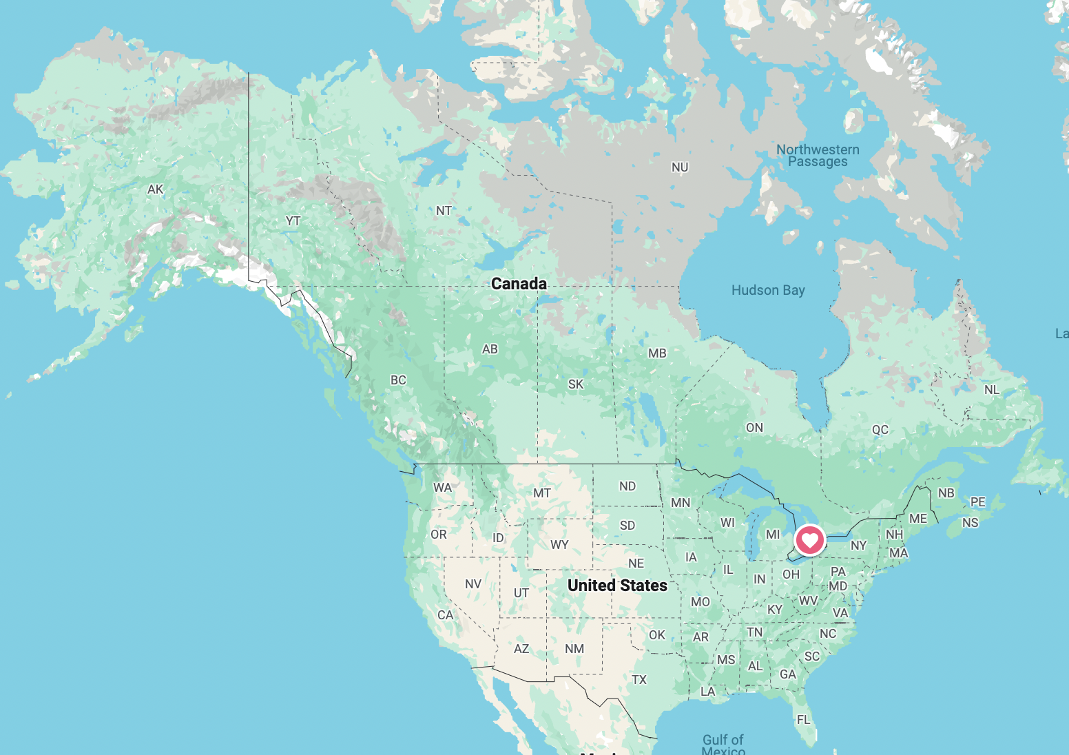 Map showing BestFit kiosk locations across North America